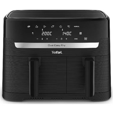 Tefal Dual Easy Fry double chamber hot air fryer, 8.3L Air Fryer, 2 independent drawers, 7 automatic programs, energy-saving, Airfryer, black, EY9018 on sale